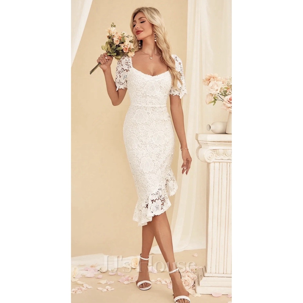 New JJ's House Adelita White Lace Midi Sweetheart Dress Size XL #312108